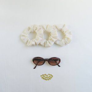 Scrunchies Set of 3 - Organic Cotton - Ivory White